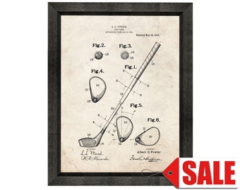 Golf Club Patent Print Poster - 1910 - Historical Vintage Wall Art - Great Gift Idea