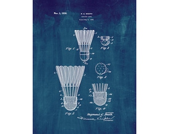 Shuttlecock Patent Print Poster - 1936 -  Historical Vintage Wall Art