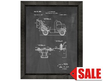 Truck Crane for Fifth Wheel Patent Print Poster - 1952 - Historical Vintage Wall Art - Great Gift Idea