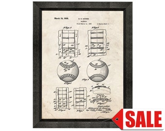 Baseball Patent Print Poster - 1935 - Historical Vintage Wall Art - Great Gift Idea