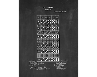 Dominoes Patent Print Poster - 1873 -  Historical Vintage Wall Art
