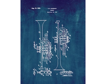 Trumpet Patent Print Poster - 1929 -  Historical Vintage Wall Art
