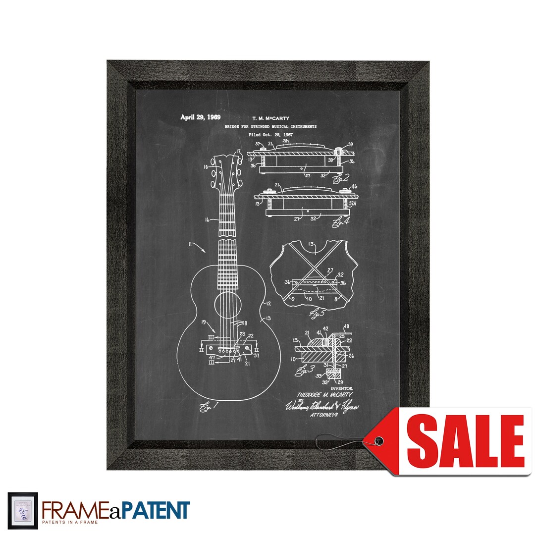 Bridge for Stringed Musical Instruments Patent Print Poster - 1969 ...