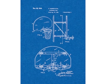 Basketball Goal Patent Print Poster - 1944 -  Historical Vintage Wall Art