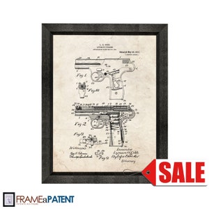 Automatic Firearm Patent Print Poster - 1911 - Historical Vintage Wall Art - Great Gift Idea