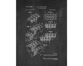 Toy Building Block Patent Print Poster - 1961 -  Historical Vintage Wall Art