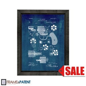 Revolving Firearm Patent Print Poster - 1881 - Historical Vintage Wall Art - Great Gift Idea