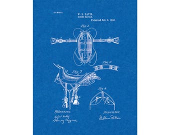 Horse Riding Saddle Patent Print Poster - 1896 -  Historical Vintage Wall Art