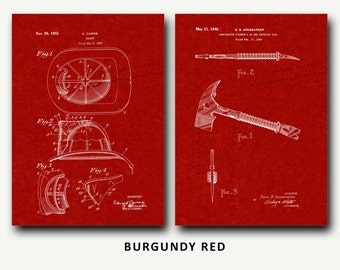Fireman Patent Art Print Set - Wall Art Poster