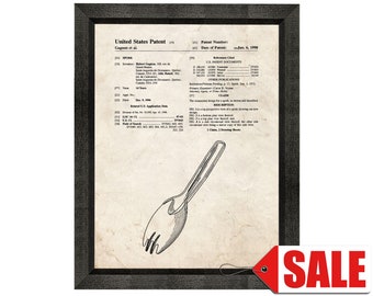 Spork Patent Print Poster - 1998 - Historical Vintage Wall Art - Great Gift Idea