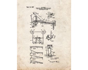 Exercising Bench Patent Print Poster - 1967 -  Historical Vintage Wall Art