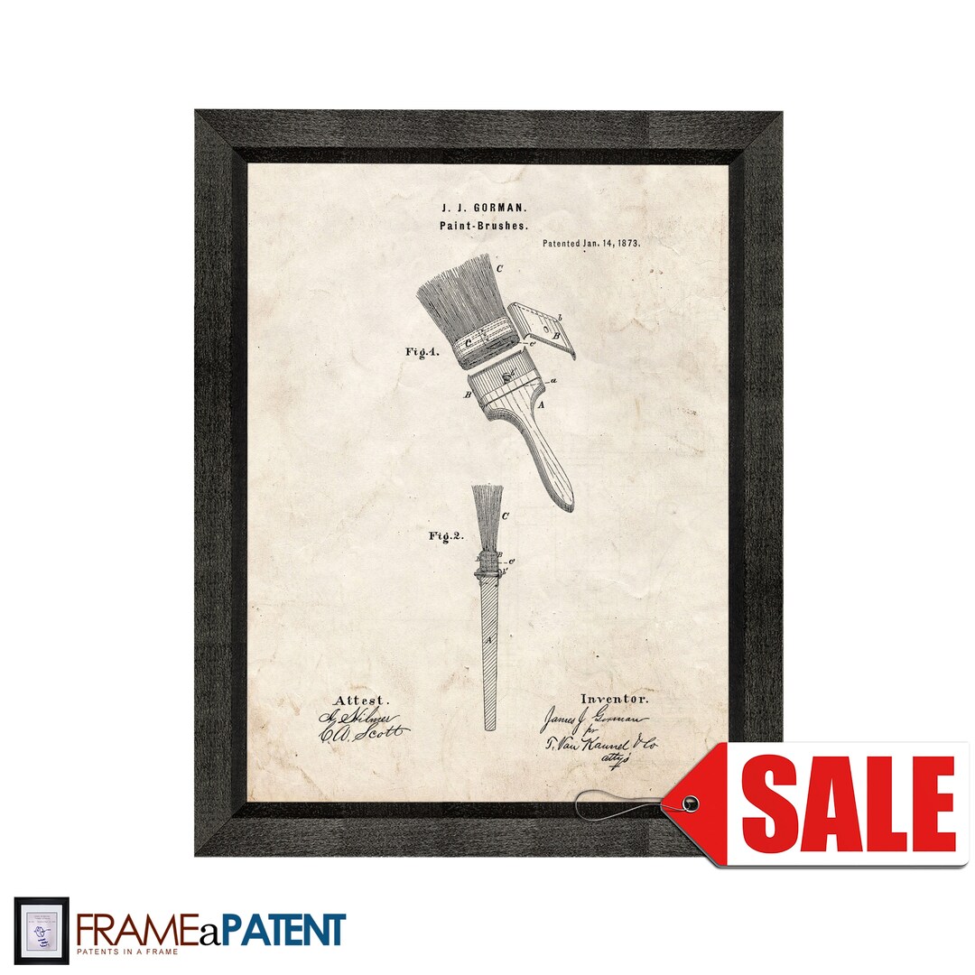 Paint Brushes Patent Print Poster 1873 Historical Vintage Wall Art