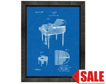 Piano Patent Print Poster - 1937 - Historical Vintage Wall Art - Great Gift Idea
