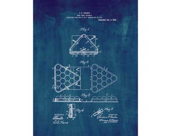 Pool-table Triangle Patent Print Poster - 1916 -  Historical Vintage Wall Art