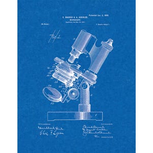Microscope Patent Print Poster - 1899 -  Historical Vintage Wall Art