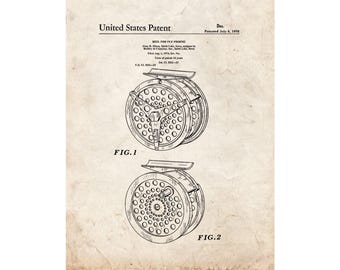 Reel For Fly Fishing Patent Print Poster - 1976 -  Historical Vintage Wall Art