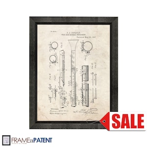 Clarinet Patent Print Poster 1897 Historical Vintage Wall Art Great Gift Idea image 1