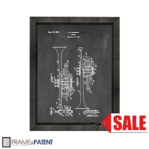 Trumpet Patent Print Poster - 1929 - Historical Vintage Wall Art - Great Gift Idea