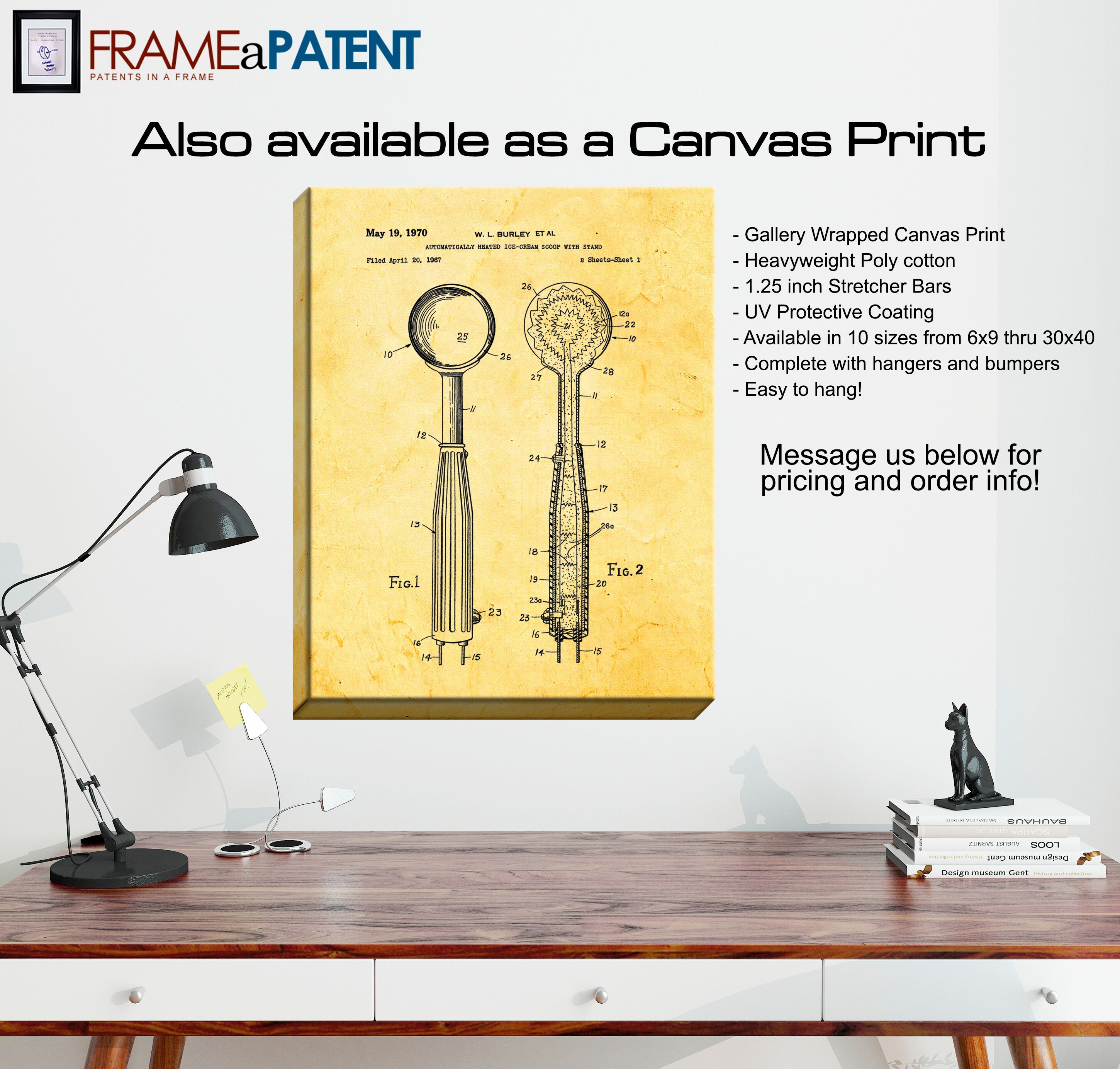 Ice Cream Scoop Patent Print Poster 1970 Historical Etsy
