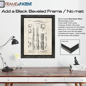 Clarinet Patent Print Poster 1897 Historical Vintage Wall Art Great Gift Idea image 3