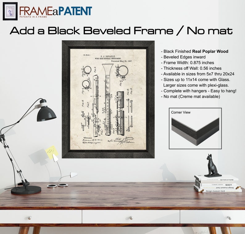 Clarinet Patent Print Poster 1897 Historical Vintage Wall Art Great Gift Idea image 3