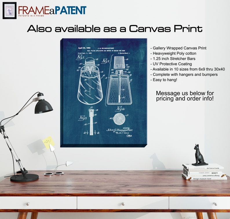 Historical Vintage Wall Art Nail Polish Applicator Patent Print Poster Great Gift Idea 1963