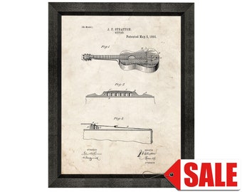 Guitar Patent Print Poster - 1893 - Historical Vintage Wall Art - Great Gift Idea