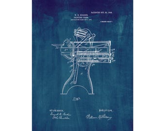 Printing Press Patent Print Poster - 1906 -  Historical Vintage Wall Art