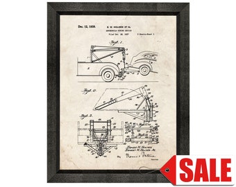 Automobile Towing Device Patent Print Poster - 1939 - Historical Vintage Wall Art - Great Gift Idea