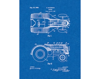 Tractor Patent Print Poster - 1939 -  Historical Vintage Wall Art