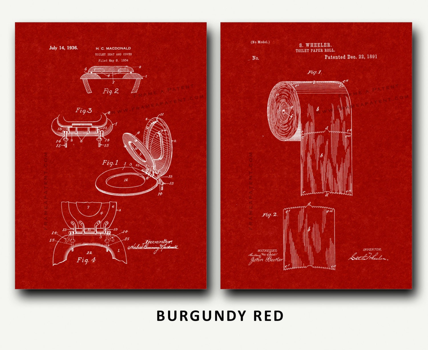 Toilet Seat and Toilet Paper Patent Set - Bathroom Wall Art Poster - Etsy
