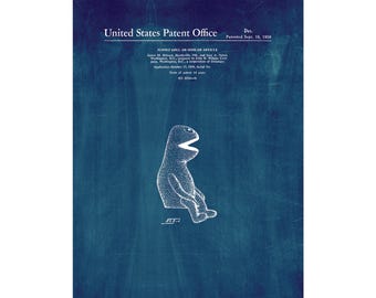 Kermit the Frog Muppet Patent Print Poster - 1959 -  Historical Vintage Wall Art