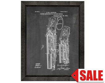 Ejector Mechanism For Exploded Shells Patent Print Poster - 1894 - Historical Vintage Wall Art - Great Gift Idea