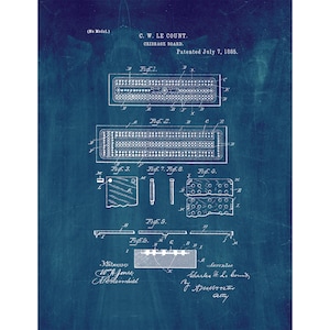 Cribbage Board Patent Print Poster - 1885 -  Historical Vintage Wall Art