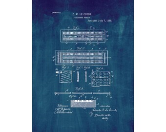 Cribbage Board Patent Print Poster - 1885 -  Historical Vintage Wall Art