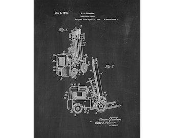Forklift Patent Print Poster - 1941 -  Historical Vintage Wall Art