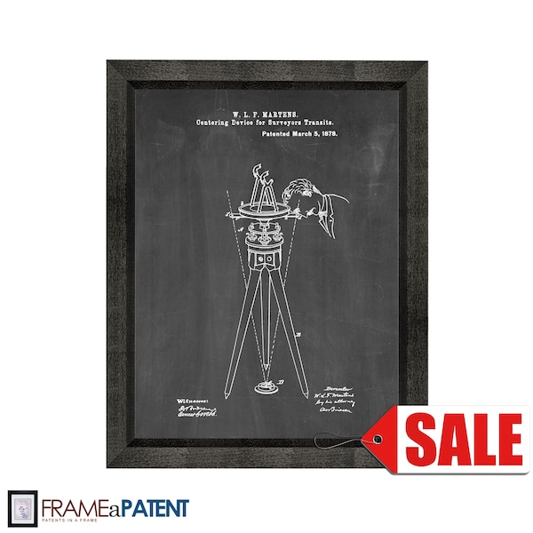 Centering Device For Surveyors Transits Patent Print Poster - 1878 - Historical Vintage Wall Art - Great Gift Idea