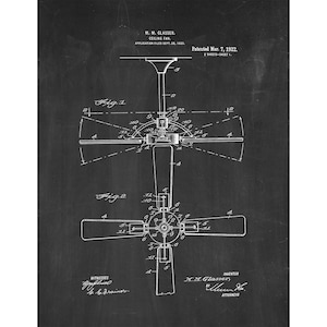 Ceiling Fan Patent Print Poster - 1922 -  Historical Vintage Wall Art