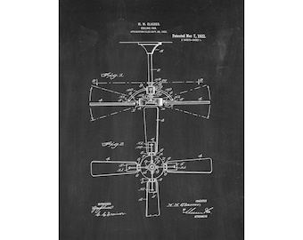 Ceiling Fan Patent Print Poster - 1922 -  Historical Vintage Wall Art