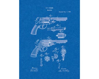 Revolver Patent Print Poster - 1860 -  Historical Vintage Wall Art