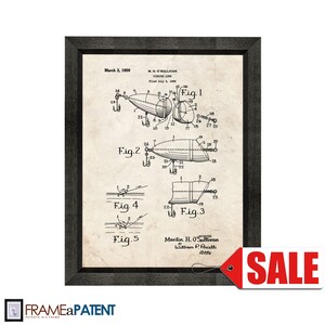 1909 Lockhart Antique Fishing Lure Patent Print Art Drawing Poster