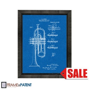 Cornet or Trumpet Patent Print Poster - 1920 - Historical Vintage Wall Art - Great Gift Idea