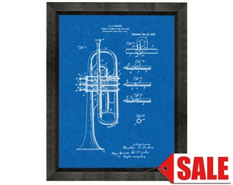 Cornet or Trumpet Patent Print Poster - 1920 - Historical Vintage Wall Art - Great Gift Idea