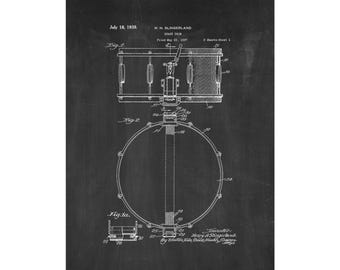 Snare Drum Patent Print Poster - 1939 -  Historical Vintage Wall Art