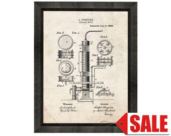 Alcohol Still Patent Print Poster - 1880 - Historical Vintage Wall Art - Great Gift Idea