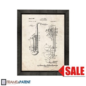 Saxophone Patent Print Poster - 1951 - Historical Vintage Wall Art - Great Gift Idea