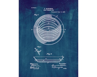 Gold Washing Pan Patent Print Poster - 1897 -  Historical Vintage Wall Art