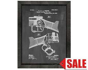 Breech Loading Firearm Patent Print Poster - 1881 - Historical Vintage Wall Art - Great Gift Idea