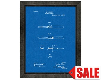 Surgical Knife Patent Print Poster - 1890 - Historical Vintage Wall Art - Great Gift Idea