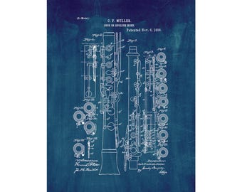 Oboe Patent Print Poster - 1888 -  Historical Vintage Wall Art